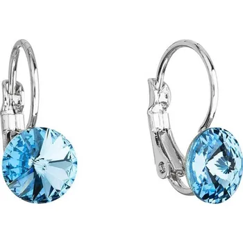 Náušnice Náušnice bižuterie s křišťály Preciosa modré kulaté 51031.3 Aqua