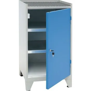 Skříňka na nářadí Kovová dílenská skříň Manutan Expert, 102 x 53,3 x 50 cm, šedá/modrá + Prodloužená záruka na 10 let