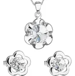 Sada šperků s krystaly Swarovski náušnice, řetízek a přívěsek bílá kytička 39173.1 Krystal