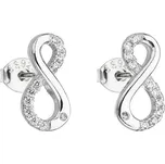 Stříbrné náušnice pecka se zirkonem bílé nekonečno 11017.1