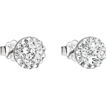 Náušnice Stříbrné náušnice pecka s krystaly Swarovski bílé kulaté 31136.1 Krystal