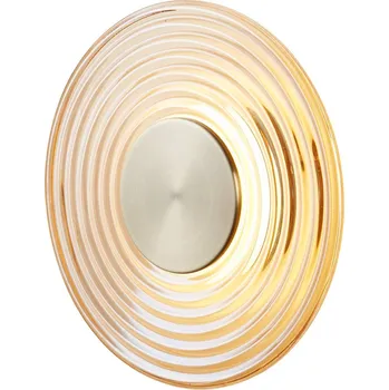 Lampička Searchlight LED nástěnné světlo Cleo, jantarová/mosazná barva, Ø 30 cm, sklo jantarová, antická mosaz 1 x 9,4 W LED - Doprava zdarma