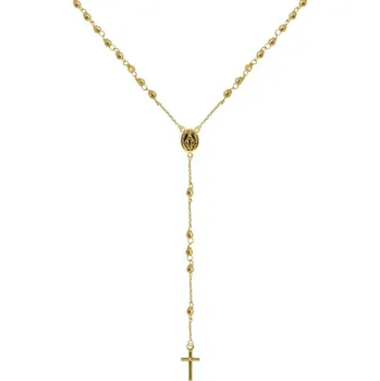 Oblečení a móda Zlatý 14 karátový náhrdelník růženec s křížem a medailonkem s Pannou Marií RŽ12 zlatý