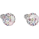 Stříbrné náušnice pecka s krystaly Swarovski růžové kulaté 31336.3 Magic Rose