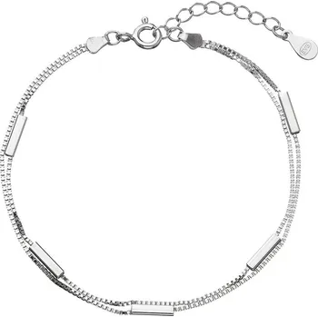 Náušnice Stříbrný náramek dvojitý řetízek s obdelníčky 63005