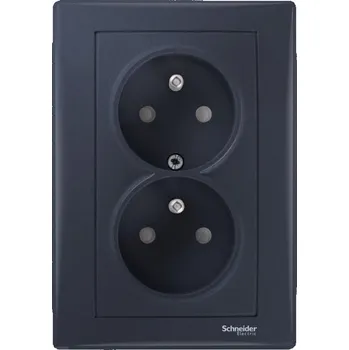Elektrická zásuvka Sedna - Zásuvka dvojnásobná 2x(2P+PE) s clonkami, Graphite *SDN2800570 Schneider
