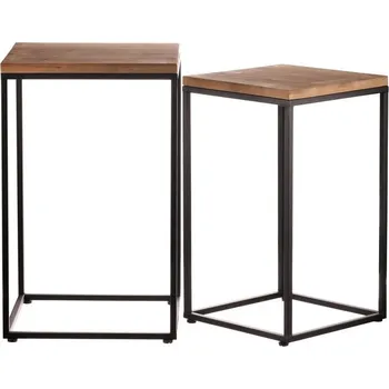 Stojan na květiny Stojan na květiny - kov, dřevěná deska, cena za sadu 2 ks