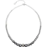Perlový náhrdelník šedý s křišťály Preciosa 32008.3 Grey