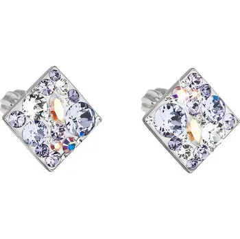 Náušnice Stříbrné náušnice pecka s krystaly Swarovski fialový kosočtverec 31169.3 Violet