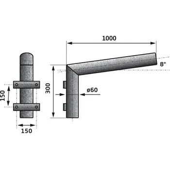 Venkovní osvětlení 14562204 Výložník veřejného osvětlení - lomený stěnový 1000