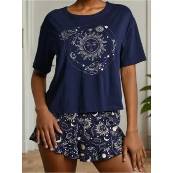 Dámské pyžamo Sinsay - Dvoudílné bavlněné pyžamo - fialová - 184FM-44X - 184FM-44X-XS