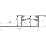 McLED ML-761.333.05.2 Hliníkový profil pro obklady a dlažbu DH 37x11 mm včetně mléčného difuzoru 2 m