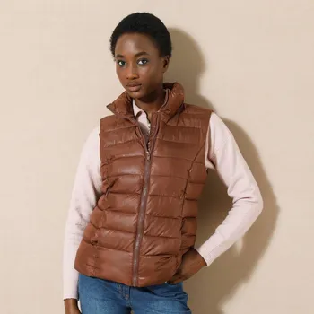 Dámská vesta Nepromokavá prošívaná vesta na zip čokoládová 40