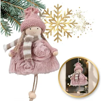 Vánoční ozdoba Flamenco Mystique Anděl sváteční Vánoce z plyše růžový ASN12R