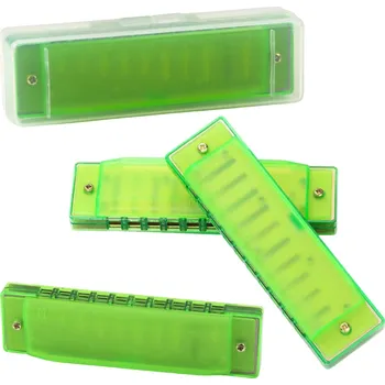 Hudební nástroj pro děti LEAN Toys Foukací harmonika pro začátečníky 10 děr, zelené pouzdro