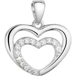 Stříbrný přívěsek dvě srdíčka se zirkony bílé 14021.1