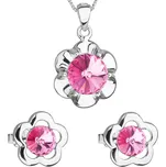 Sada šperků s krystaly Swarovski náušnice, řetízek a přívěsek růžová kytička 39173.3 Rose