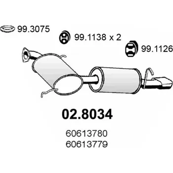 Zadní díl výfuku Střední-/zadní tlumič výfuku ASSO 02.8034