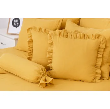 Povlak na polštářek Podpěrová s.r.o. Mušelínový povlak na polštář HOŘČICOVÝ s kanýrem Velikost: Bavlněný povlak s kanýrem 50x70 cm N