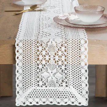 ubrus AŽUROVÝ BĚHOUN NA STŮL MEGGY 32X180 CM BÍLÝ