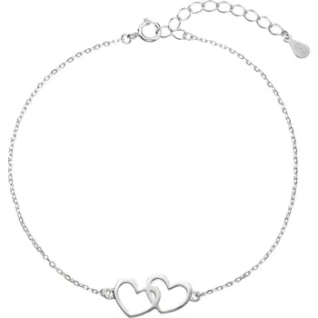 Náušnice Stříbrný náramek dvě srdíčka 63009