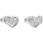 Stříbrné náušnice pecka se zirkonem bílé srdce 11127.1