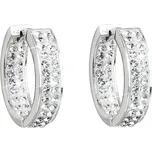 Stříbrné náušnice kruhy s krystaly Swarovski bílý kruh 31120.1 Krystal