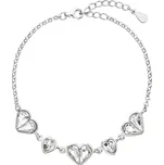 Stříbrný náramek se Swarovski krystaly bílé srdce 33109.1 Krystal