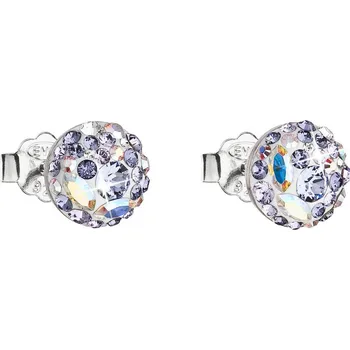 Náušnice Stříbrné náušnice pecka s krystaly Swarovski fialové kulaté 31136.3 Violet