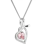 Stříbrný náhrdelník se Swarovski krystaly srdce růžové 32071.3 Light Rose