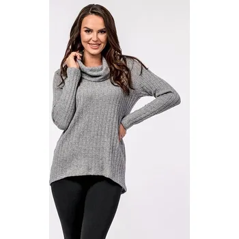 Dámská halenka Volnější šedá dámská žebrovaná halenka s metalickou nitkou 7871 velikost M