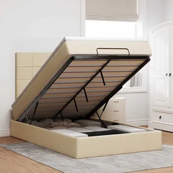 Postel vidaXL Osmanský rám postele s matrací 120x200cm textil [3313148] Barva: krémová