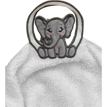 Ručník Ó Froté Dětský ručník s praktickým poutkem ve zvířecím motivu - sloník Barva: Šedá - Charcoal - O, Velikost: 50 x 90 cm