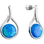Stříbrné visací náušnice kapky s modrým syntetickým opálem 11336.3 Blue s. Opal