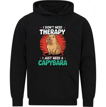 Pánská mikina Pánská mikina Kapybara místo terapie (Velikost: 5XL, Barva: Černá)