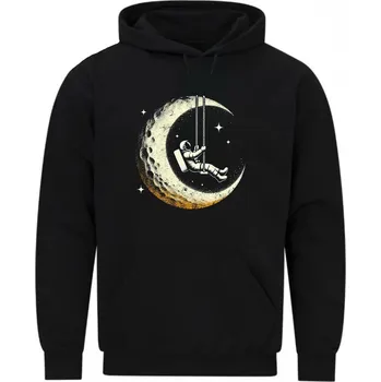Pánská mikina Pánská mikina Astronaut na Měsíční houpačce (Velikost: 5XL, Barva: Černá)