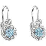 Stříbrné dětské náušnice visací se zirkonem modrá kytička 11176.3 Light Blue