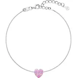 Stříbrný náramek se syntetickým opálem růžové srdce 13018.3 Pink s. Opal
