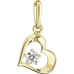 Zlatý 14 karátový přívěsek srdce žluté zlato s bílým zirkonem 94Z00012 Krystal