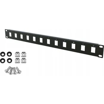 Racková skříň Patch Panel RACK 19" 1U 12 Portů Černý Stalflex pro Síťové Skříně RACK
