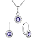 Sada šperků s krystaly Swarovski náušnice a přívěsek fialové kulaté 39109.3 Tanzanite