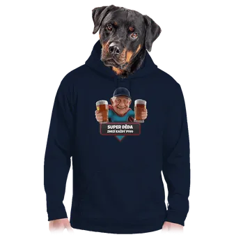 Pánská mikina Bastard Super děda pánská mikina klokanka Navy