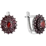 Stříbrné náušnice bohatě osazené rudými pravými kameny 11497.3 garnet