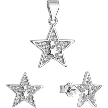 Oblečení a móda Sada šperků se zirkony náušnice a přívěsek bílá hvězda 19030.1