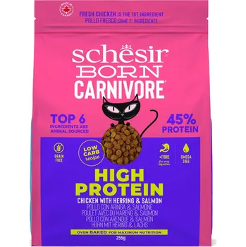 Krmivo pro psa 2x255g Schesir Born Carnivore High Protein kuřecí se sleděm a lososem - výhodné balení