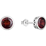 Stříbrné náušnice luxusní s pravými minerálními kameny rudé 11486.3 garnet