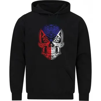 Pánská mikina Pánská mikina Květinová Lebka Česko Czech Sugar Skull (Velikost: 5XL, Barva: Černá)