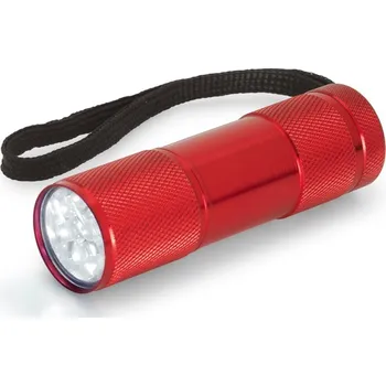 kempingová lampa FLASHY. Hliníková svítilna s 9 LED diodami - Červená