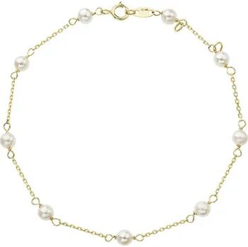 Oblečení a móda Zlatý 14 karátový náramek žluté zlato s bílými říčními perličkami 93P00015