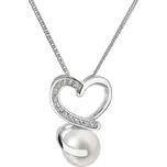 Perlový náhrdelník srdce s řetízkem z pravých říčních perel bílý 22012.1